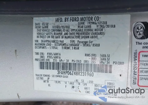 2008 Ford Fusion S z USA, uszkodzony, nr VIN 3FAHP06Z48R231960
